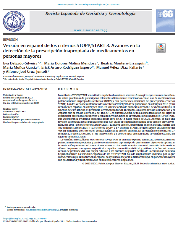 Versión en español de los criterios STOPP/START 3. Avances en la detección de la prescripción inapropiada de medicamentos en personas mayores