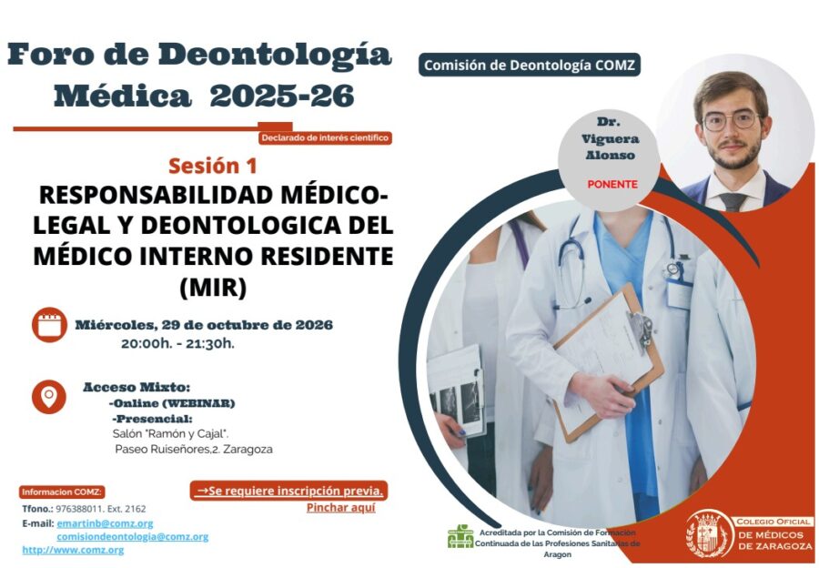 Foro de Deontología Médica 2025-26 Comzaragoza. Sesión 1 | 29 de octubre